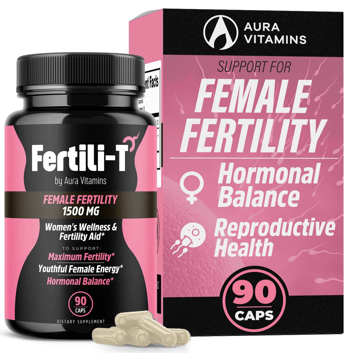 Fertili-t Female (90 Caps) Natural Fertility Support, Hormonal Balance & Prenatal Vitamins for Women, Conception Support, Natural Fertility Supplement with Aguaje & Red Maca (30-Day Supply) (1)