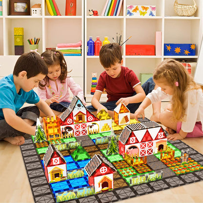 Magnetic Tiles Farm Animal Toys Set for Toddles Kids, Montessori STEM Toys for 3+ Year Old Boys Girls, Magnetic Building Blocks, Construction Sensory Magnets Games Educational Birthday Toys Gifts