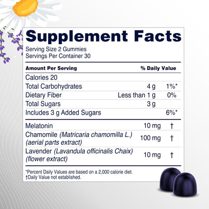 AXIV VroZzz Melatonin Sleep Aid Gummies, 10 mg Melatonin, with Chamomile, Lavender & Valerian Root, Supports Occasional Sleep, 60 Gummies
