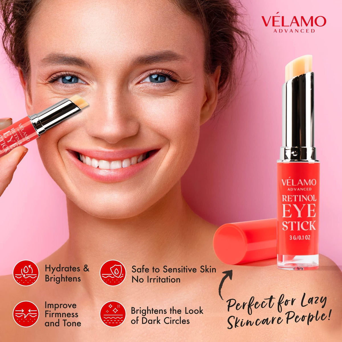 VELAMO ADVANCED Retinol Eye Stick Duo - Energizing (Day) & Renewing (Night) Under Eye Balms for Wrinkles & Dark Circles