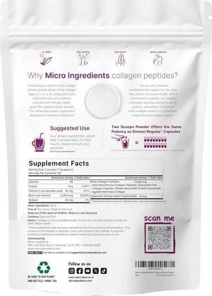 Micro Ingredients Multi Collagen Protein Powder 2 Pounds & Instant Colostrum Powder Bundle 2 Pack - Grass-Fed Collagen Peptides - Premium Bovine Mother’s First Milk