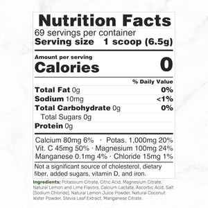 Electrolytes Powder, 1lb (69 Servings) - No Sugar, Lemon Lime - Hydration Supplement Drink Mix - High Potassium 1,000mg Per Serving, Manganese & Magnesium - Natural Hydration & Energy - Keto Friendly