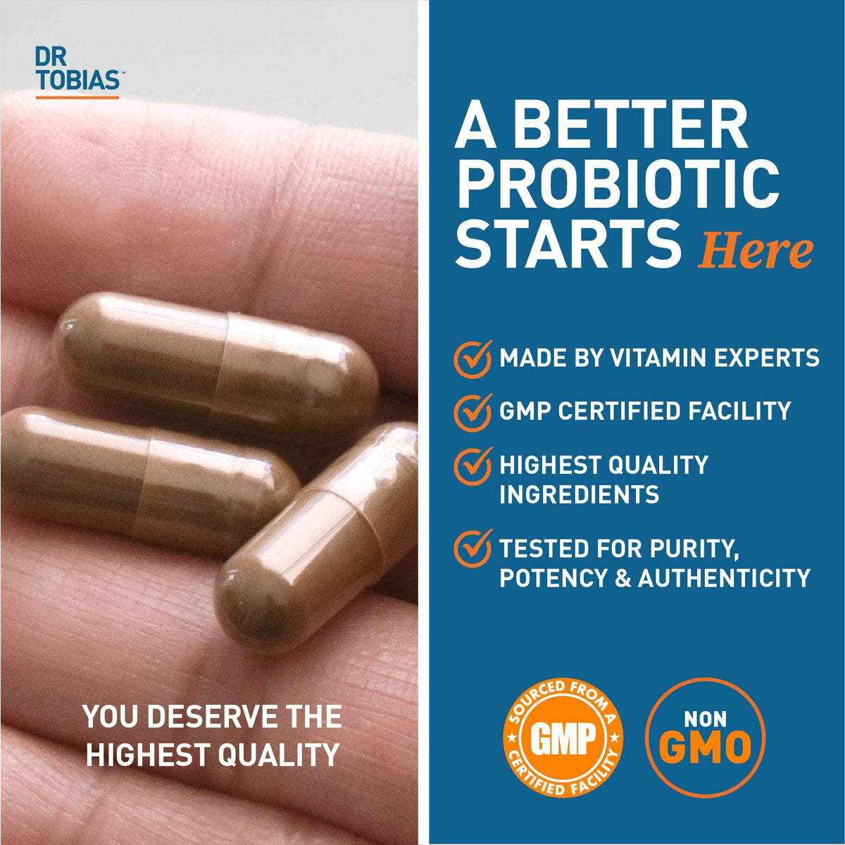 Dr. Tobias Probiotics 30 Billion, 10 Strains, 30 Billion CFU's, Targeted Release Probiotics for Women & Men, Supports Digestive Health, Shelf-Stable