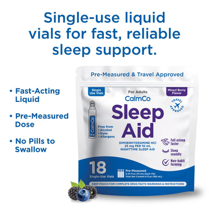 CalmCo Adult Nighttime Sleep Aid, Mixed Berry Flavor, 18 Count