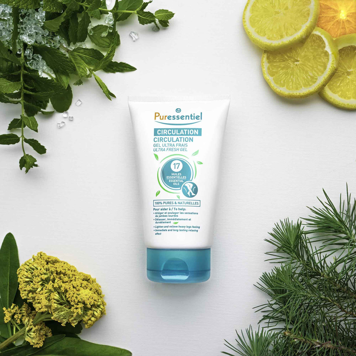 Puressentiel Soothing Gel for Tired Feet, Ankles, Legs - Aromatherapy Lotion with 17 Essential Oils for Body and Skin - Instant, Lasting Relief and Circulation - Natural and Alcohol Free - 4.22 oz