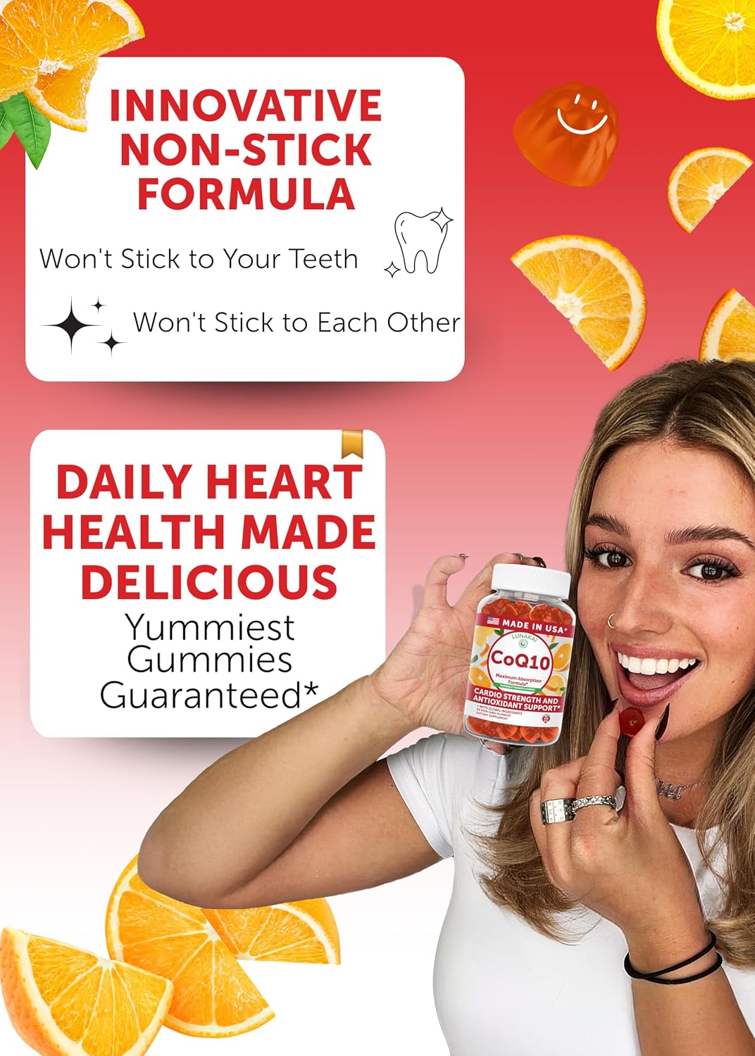 Lunakai USA Made CoQ10 Gummies for Adults - 200mg High Potency Coenzyme Q10 Supplement for Daily Heart, Energy & Antioxidant Support for Women & Men, Non-GMO, 60ct