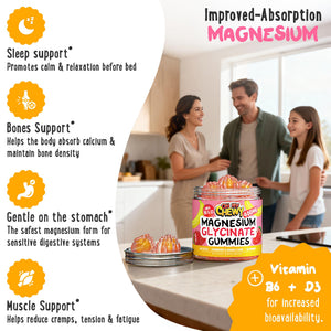Center-Filled Magnesium Glycinate Gummies 400MG - High Absorption for Kids, Teens & Adults - Supplement for Sleep, Calm & Muscle Relaxation with B6 & D3 - Gluten Free & Vegan Friendly - 60 Count OH MY CHEWYBuy Supplements Australia