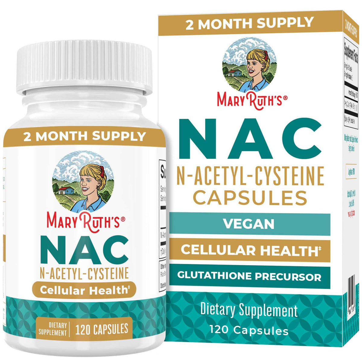 MARYRUTH'S Organics NAC Supplement N-Acetyl Cysteine - 2 Month Supply - NAC 1000mg per Serving - Vegan Capsules - Gluthamine Precursor - Amino Acid