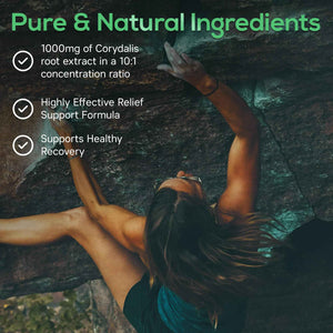 Pure Corydalis Root Extract Capsule - 1000mg Strength, 10:1 Corydalis Yanhusuo Extract, Natural Relief, Long Lasting, 100% Vegetarian, 60 Servings, 120 Count