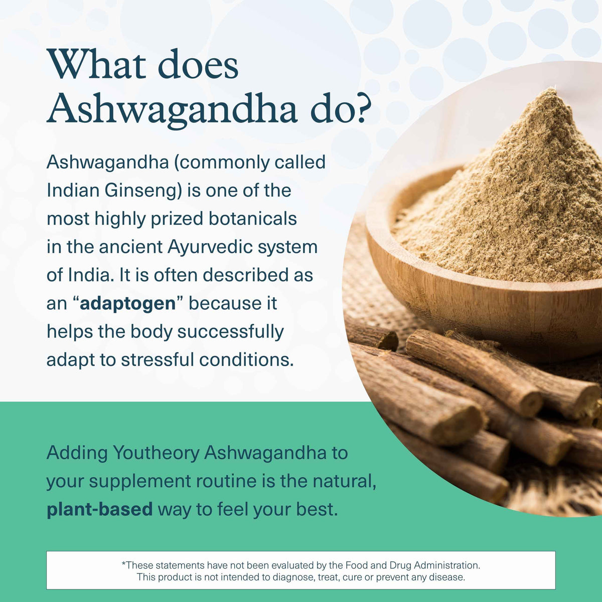 Youtheory Ashwagandha + GABA - Adaptogenic Blend with Organic KSM-66 & Ginger - Supports Energy Levels