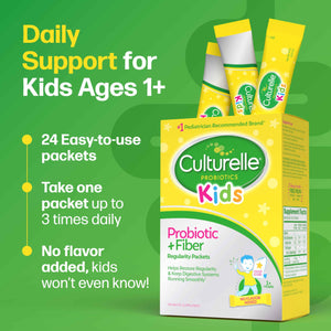 Culturelle Kids Probiotic + Fiber Packets (Ages 3+) - 24 Count - Digestive Health & Immune Support - Helps Restore Regularity (Packaging may vary)