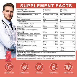 Magnesium Glycinate Gummies for Kids & Adults - Relaxation & Cognition Support - 400/200mg Magnesium Supplement with L-Theanine, Chamomile, B6, D3 & K2 - Vegan, Sugar Free, Strawberry Flavor, 60 Ct WOGORGTBuy Supplements Australia