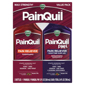 Vicks PainQuil & PainQuil PM Pain Relief Liquid, 1000mg Acetaminophen, 2x12 oz VicksBuy Supplements Australia