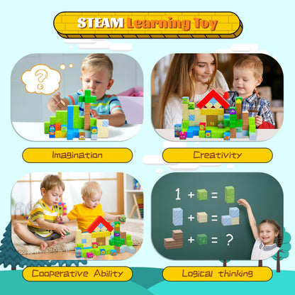SKTMYY Magnetic Blocks-120pcs Game Magnetic Building Blocks for Kids Ages 4-8, STEM Sensory Magnet Blocks Cubes Toys for Toddlers Boys & Girls