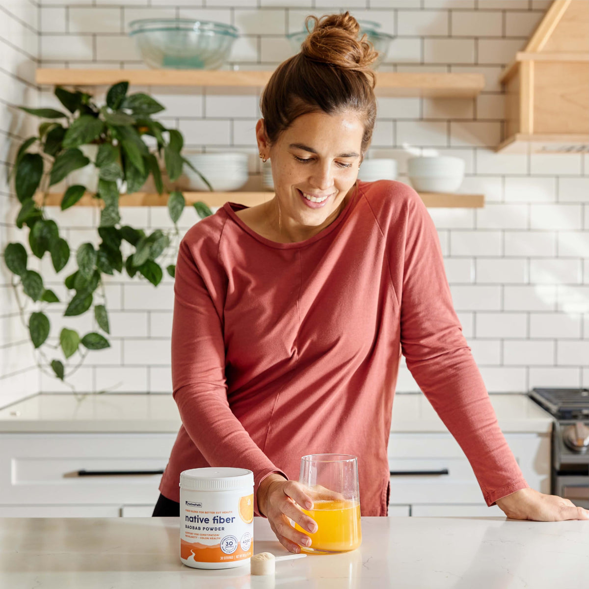 NativePath Organic Baobab Prebiotic Fiber Powder - Digestive Health Supplement - Natural Orange Flavor, 30 Servings
