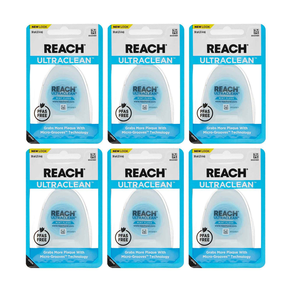 REACH Ultraclean Dental Floss, Mint, Plaque Remover for Teeth, Shred Resistant, Waxed, Easy on Gums & Teeth, Mint, Oral Care