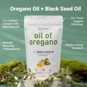 Micro Ingredients Oil of Oregano Softgels & Pure Triple Magnesium Complex 400mg Capsules - 2 Pack Bundle - 4X Strength Thymoquinone with Black Seed - Glycinate, Malate, & Taurate Forms