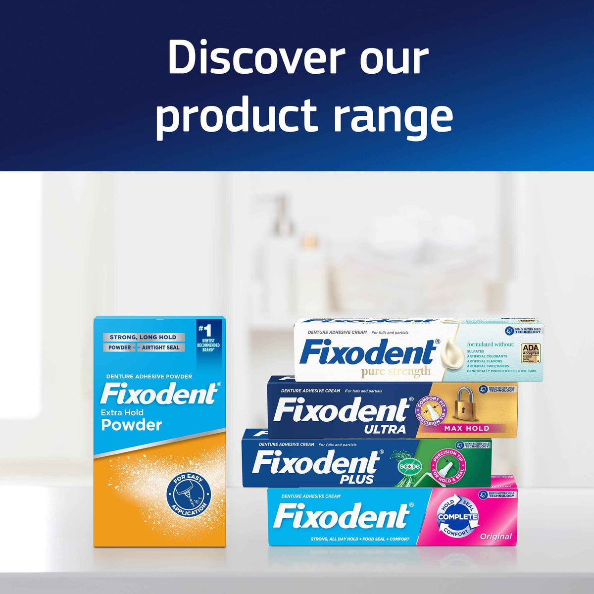 Fixodent Ultra Max Hold Denture Adhesive Cream, 2.2 oz (4-Pack) – Strong False Teeth Glue and Secure Dental Adhesive for Full