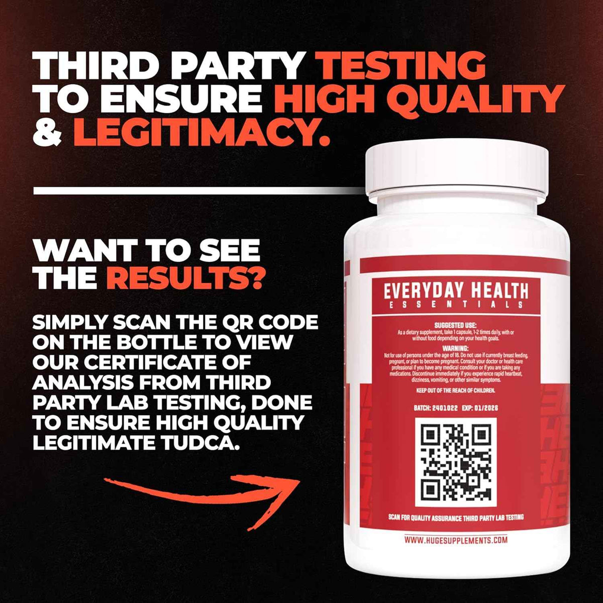 Huge Supplements TUDCA 300mg, Premium Quality Liver Support & Detoxification, Pure Bile Salts, Third-Party Lab Tests Available (60 Servings)