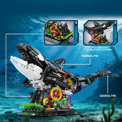 hhohio Mechanical Killer Whale Building Set, 1092 PCS Movable Ocean Animal Building Toys with Display Stand, Home Decor Gift for Adults Teens Kids Boys Ages 6+