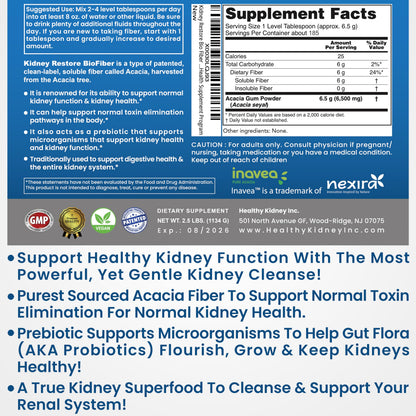 Bio Fiber, Kidney Cleanse Detox & Repair - Restorative Kidney Support & Kidney Supplement to Remove Waste, Kidney Health Supplement - Add to Tea for Kidney Health - 2.5 LBS