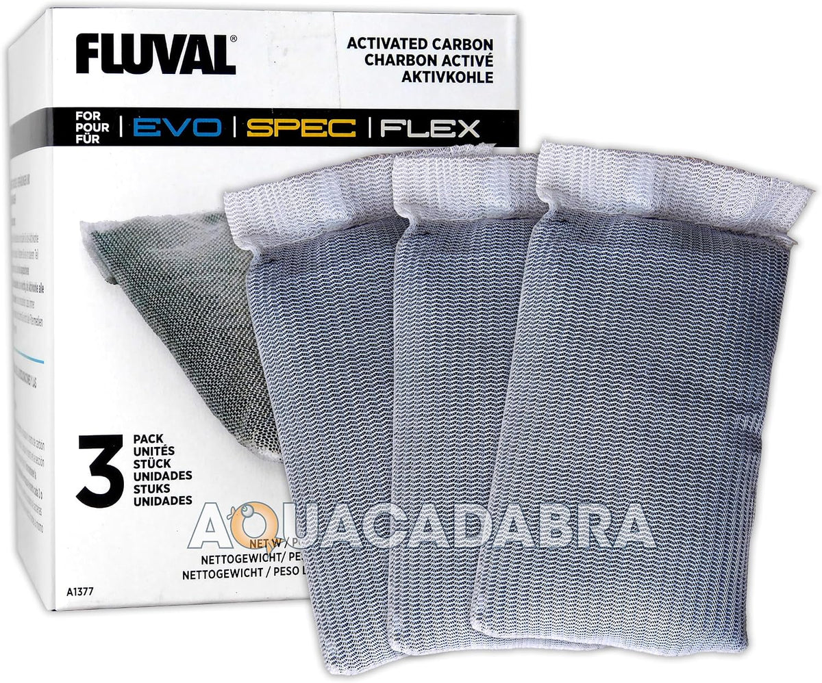 Fluval Spec/Evo/Flex Activated Carbon, Replacement Aquarium Filter Media, 3-Pack, A1377 - Replacement Aquarium Filter Media