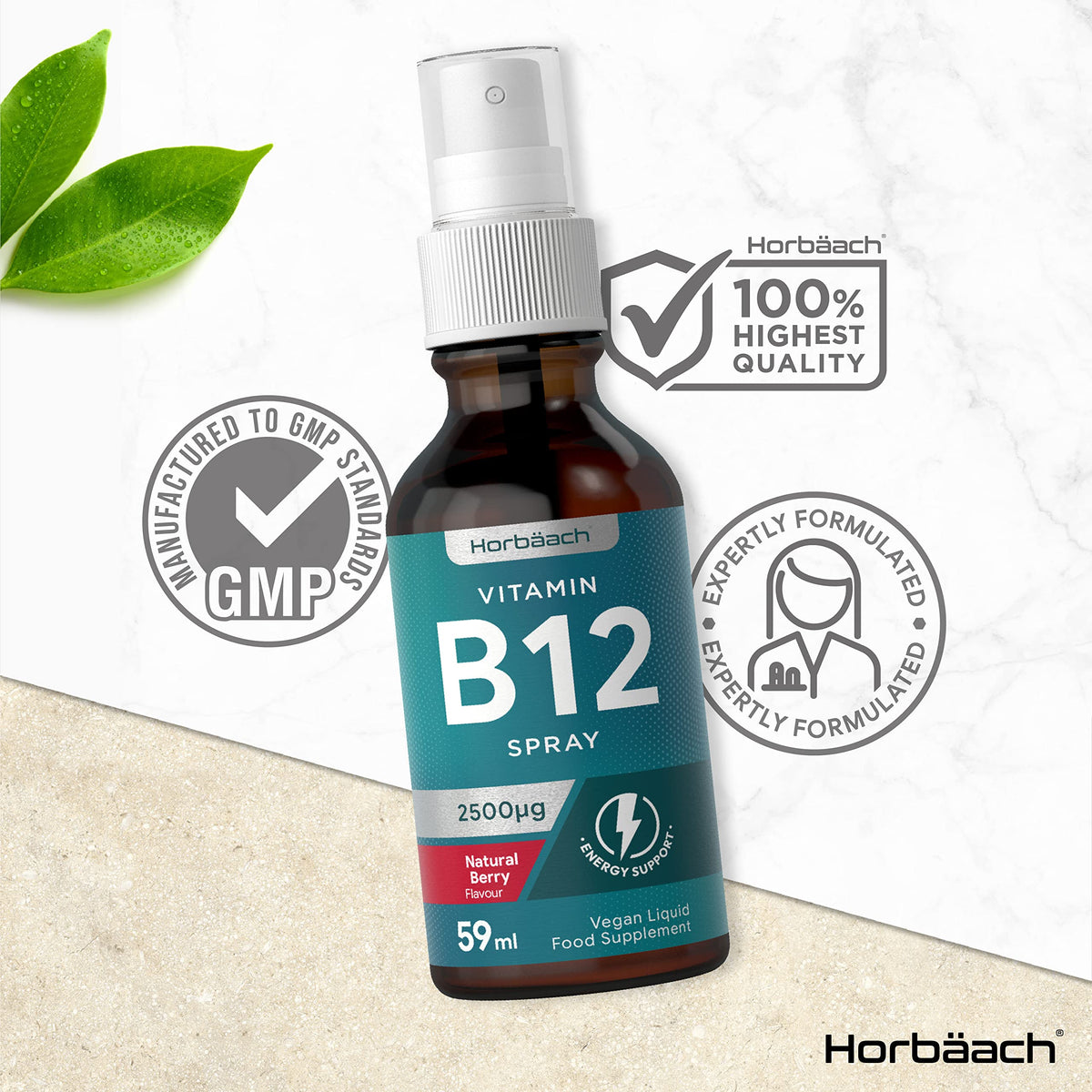 Vitamin B12 Spray 2500mcg | 59ml | High Strength Supplement | Natural Berry Flavour