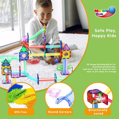 PicassoTiles 200 PCS Picasso Tiles Marble Run LED Race Track Set Ages 3+