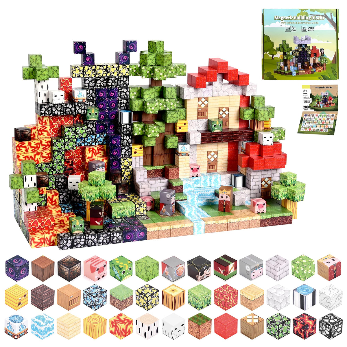 TNQDA 200 PCS Magnetic Blocks STEM Building Set for Boys Girls Kids Age 3+