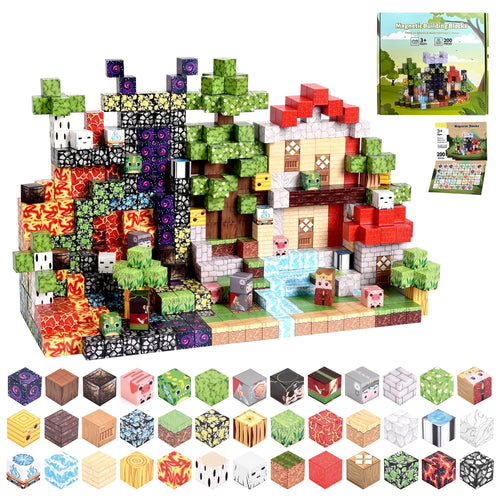 TNQDA 200 PCS Magnetic Blocks STEM Building Set for Boys Girls Kids Age 3+