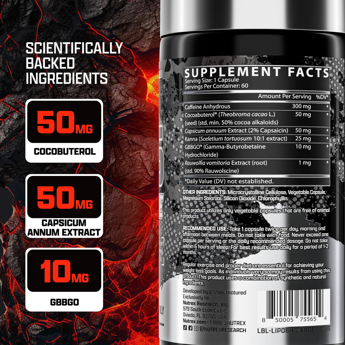 Nutrex Research Lipo-6 Hardcore – Metabolism & Energy Support – 60 Capsules