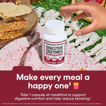 Physician's CHOICE Digestive Enzymes 60 Count + Easy Mix Fiber Bundle