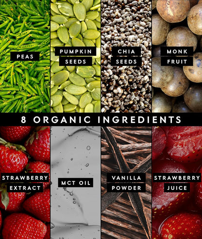 Truvani Organic Plant Based Protein Powder - Strawberry - 10 Servings - Vegan - 20g Pea Protein - Single Serving Travel Packets - Keto - Gluten & Dairy Free - Low Carb