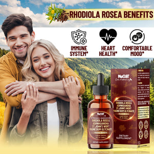 NUQIIT 17in1 Rhodiola Rosea Liquid Drops Tincture w/Ashwagandha Magnesium, L-Theanine. Ultra Rhodiola Cortisol Supplement, Rhodiola Root for Mood, Energy - 1 FL Oz - 60 Day Supply NUQIITBuy Supplements Australia