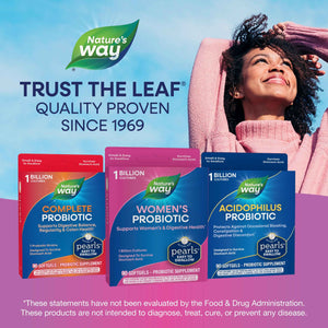 Nature's Way Women's Probiotic Pearls, Supports Women's and Digestive Health*, Protects Against Occasional Constipation & Bloating*, 1 Billion Live Cultures, 90 Softgels, (Pack of 2)