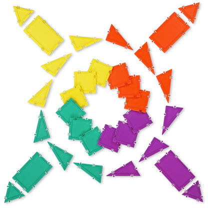 Geometiles 3D Building Set for Learning Math, Includes Many Online Activities,32-pc, Made in USA (Triangle/Rectangle/Square)