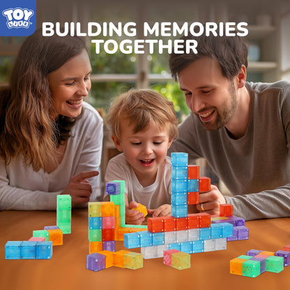 TOY Life Translucent Magnetic Blocks, 36-Piece STEM Set, Ages 3-8