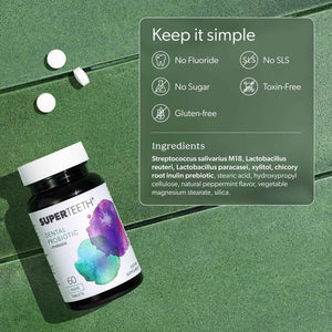 SuperTeeth Oral Probiotics for Mouth Bad Breath & Cavities, Oral Defense Dental Probiotic to Support Healthy Teeth & Gums, Lactobacillus Reuteri