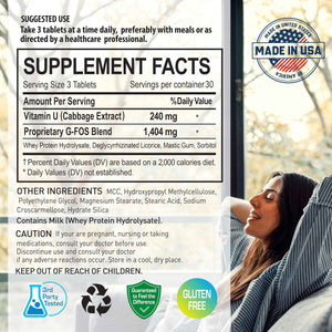 NANOWELL G-FOS Digestive Health Supplement, Vitamin U - 90 Tablets X 2 Bottles for 2 Months (180 Count) NANOWELLBuy Supplements Australia