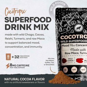 Cocotropic & Salt Duo: Wild Cocotropic Mushroom Cacao & Wild Himalayan Pink Salt (16oz Each)