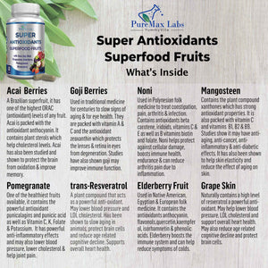 Super Antioxidant Fruit Superfood Complex - Powerful Antioxidant Superfruits, Acai, Goji, Noni, Mangosteen, Pomegranate, Elderberry, Resveratrol,