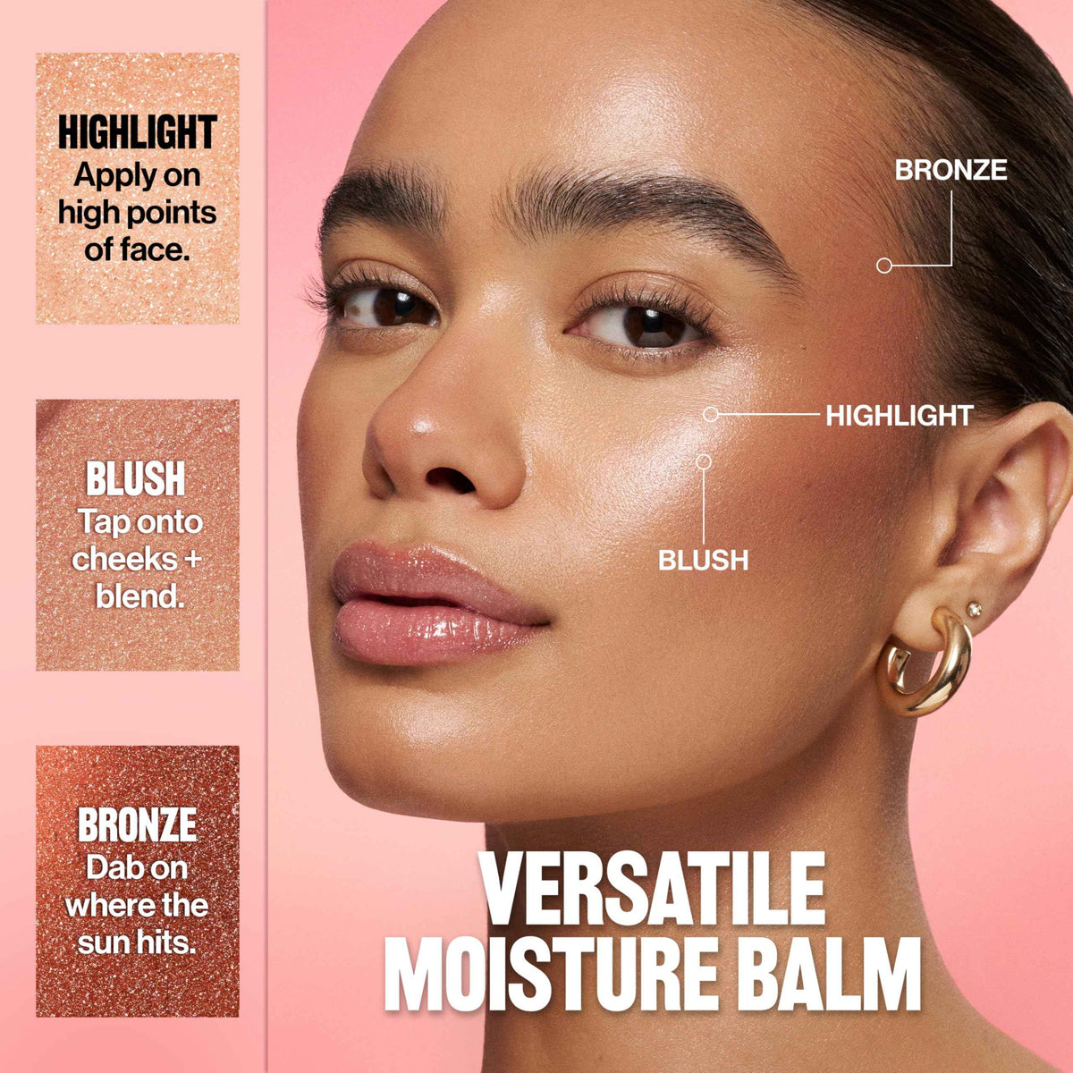 Revlon Glimmer Super Balm, Multi-Use Glow Face Makeup, Cream Bronzer, Highlighter, & Blush, 005 Sun-Kissed, 0.06 oz