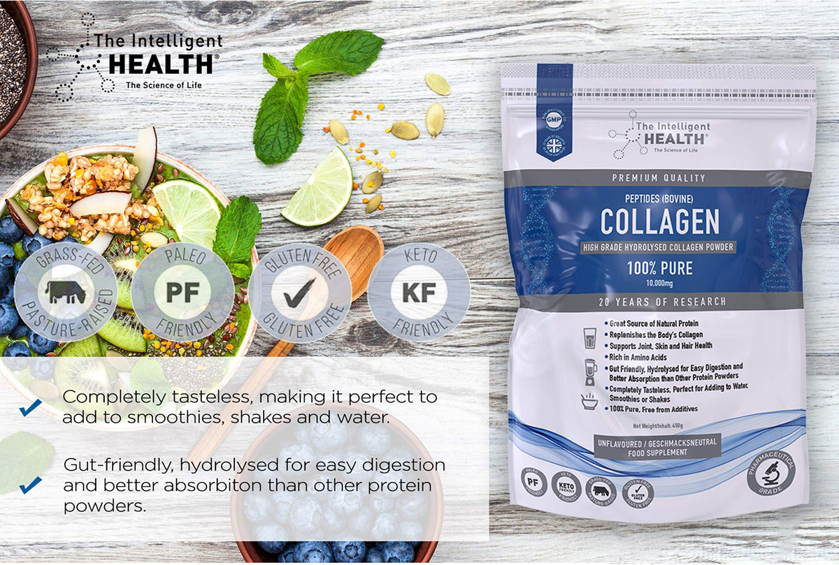 Hydrolysed Collagen Powder (Bovine) - High Protein Grass Fed Unflavoured Peptides