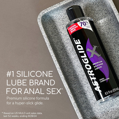 ASTROGLIDE Silicone Lube, X Premium Waterproof, Long-Lasting, 8.5 Fl Oz
