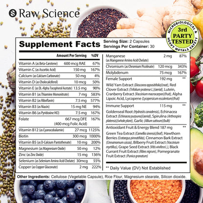 Womens Multivitamin - Energy & Immune Support Supplement - Womens Multi Vitamin A C D, Zinc