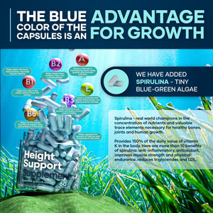 Height & Bone Support Supplement - Premium Height Growth Supplement for Kids & Teens with Calcium - Nutritional Support Bone Health Formula - Height Increase Essential Vitamins - 60 Caps LM LILYNUTRAMOON buy supplements Au