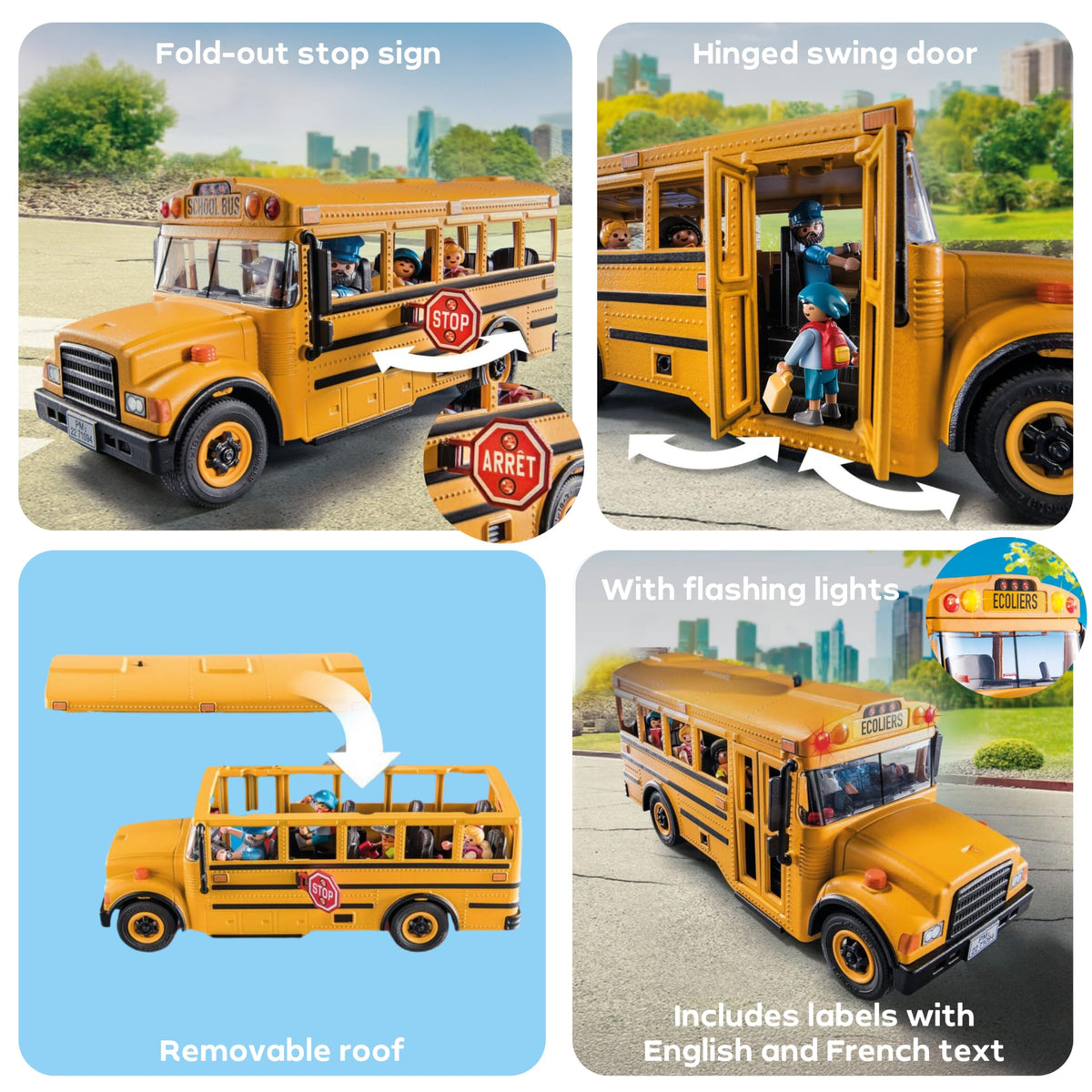 Playmobil School Bus with Accessories and 4 Figures