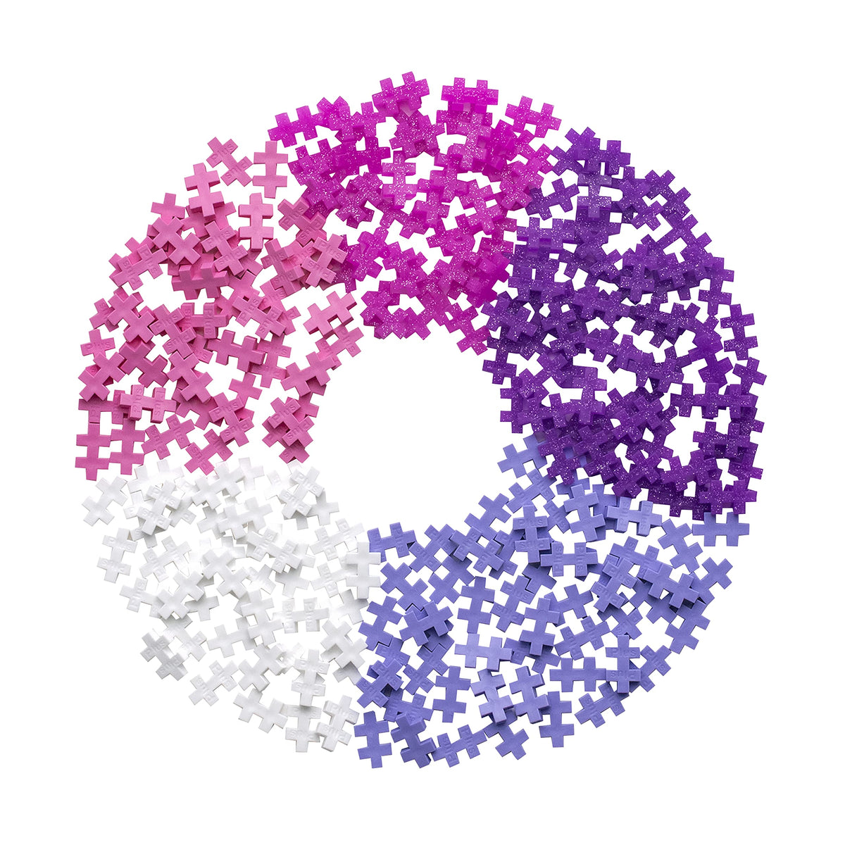 PLUS PLUS 240 Piece Glitter Mix Tube & Baseplate - Mini Interlocking Building Blocks Set, Stem Toys for Kids - Sensory Bin Fillers/Waffle Blocks Gifts for Boys & Girls