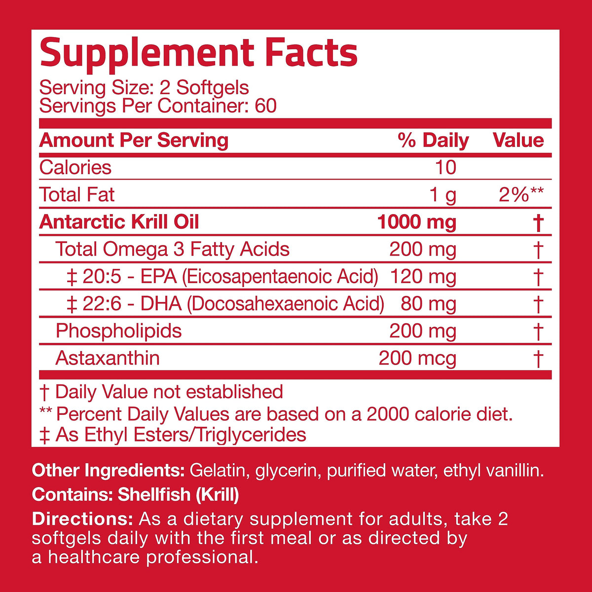 Bronson Antarctic Krill Oil 1000 mg with Omega-3s EPA, DHA, Astaxanthin and Phospholip