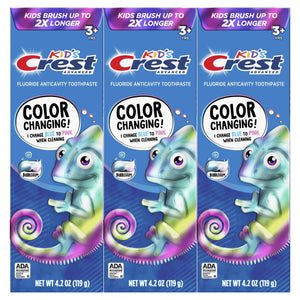 Crest Advanced Kid's Fluoride Toothpaste, Bubblegum Flavor, 4.2 oz, 3 Count, Color-Changing Anticavity Toothpaste